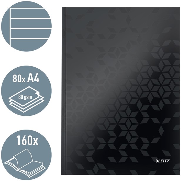 Notitieboek Leitz WOW A4 160blz 90gr lijn zwart-7