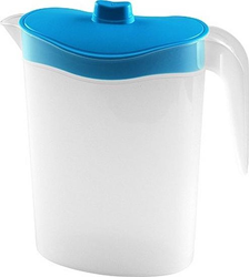 Waterkan 1.5L kunststof met deksel (assorti: blauw, groen, roze)