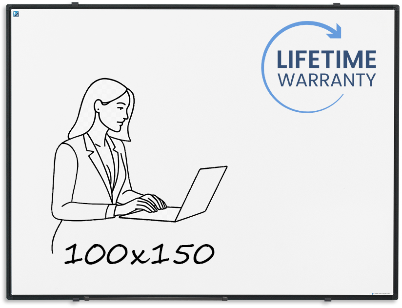 Whiteboard Smit Visual 100x150cm softline emaille staal zwart