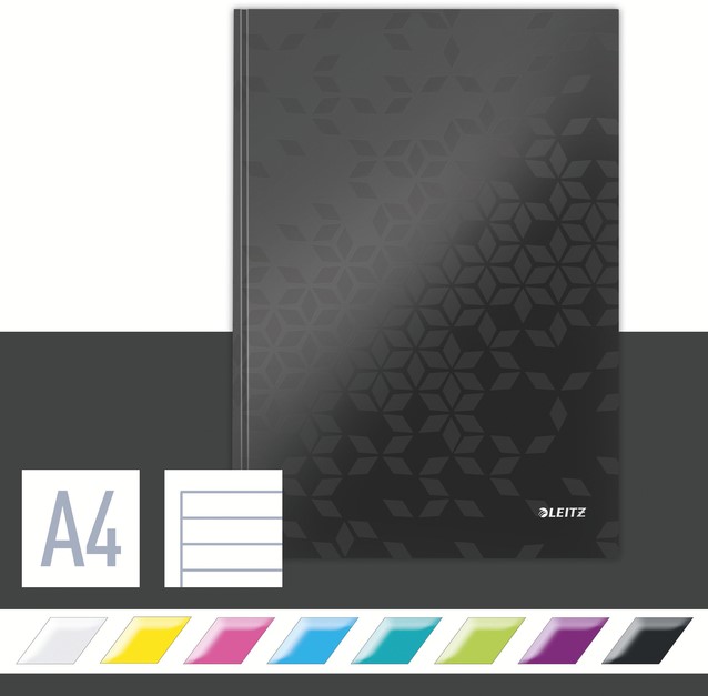 Notitieboek Leitz WOW A4 160blz 90gr lijn zwart-1