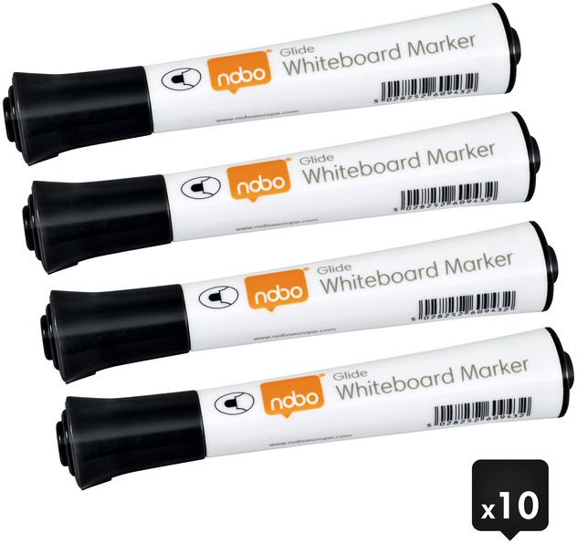 Whiteboardmarker Nobo Glide rond zwart 2mm-2