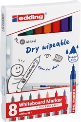 Viltstift edding 361 whiteboard rond 1mm assorti 8 kleuren