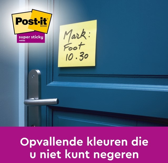 Memoblok Post-it 655 Super Sticky 76x127mm Canary yellow 12 stuks-3