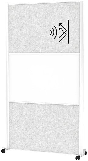 Scheidingswand MAUL akoestiek lichtgrijs/whiteboard mobiel