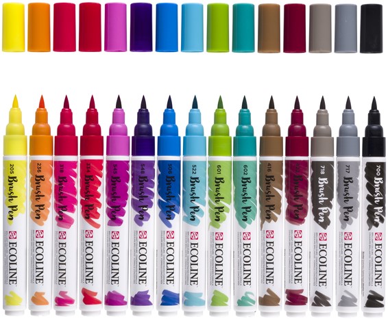 Brushpen Talens Ecoline set à 15 stuks assorti-2