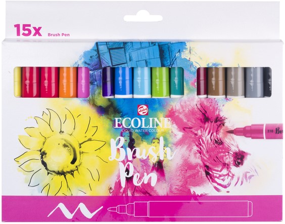 Brushpen Talens Ecoline set à 15 stuks assorti-3