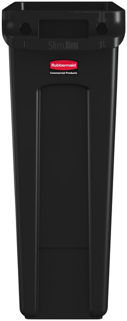 Afvalbak Rubbermaid Slim Jim Vented met luchtsleuven 87 liter zwart