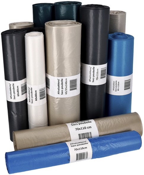 Afvalzak Cleaninq 60x80cm LDPE recycled T50 60L grijs rol à 20 stuks-2