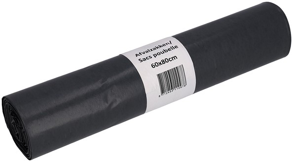 Afvalzak Cleaninq 60x80cm LDPE recycled T50 60L grijs rol à 20 stuks