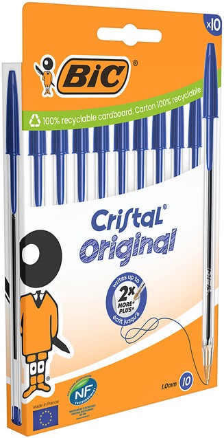 Balpen Bic Cristal medium blauw blister à 10 stuks-3