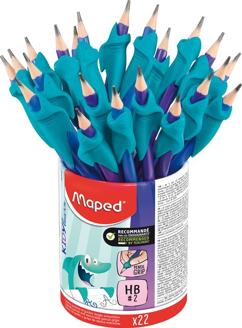 Potlood Maped Kidy Learn met gum en vingerhulp blauw