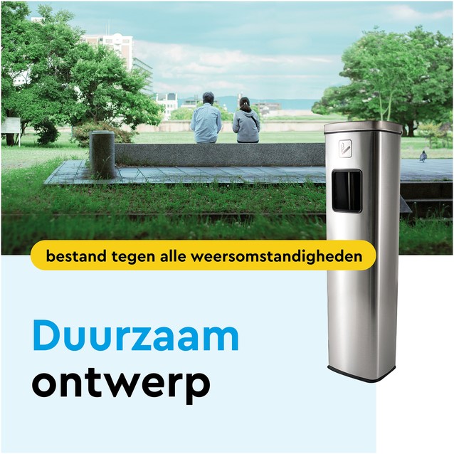 Afvalbak met asbak BRASQ 20 liter AT400 rvs-3