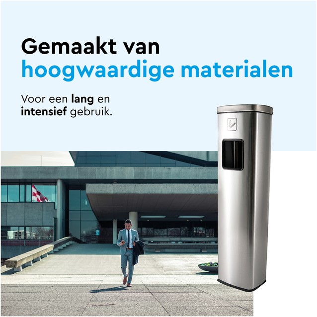 Afvalbak met asbak BRASQ 20 liter AT400 rvs-1