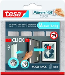 Kleefstip tesa Powerstrips Click Medium 16 paar wit