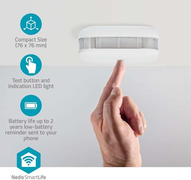 Rookmelder Nedis Smartlife Wifi 10 jaar sensor wit-4