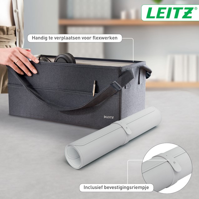 Bureau-onderlegger Leitz 80x40cm oprolbaar grijs-2