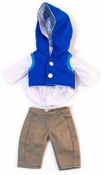 Poppenkleertjes blouse, bodywarmer en broek voor 32 cm pop