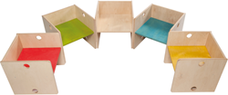 Kubenstoel peuter Rolf More 2-zithoogtes multifunctioneel berken naturel 33x33x33 cm ongemonteerd