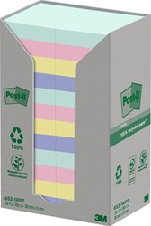 Memoblok 3M Post-it 653 38X51mm recycled rainbow pastel (24 bloks)