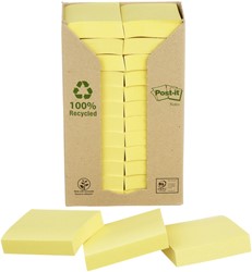 Memoblok 3M Post-it 653 38x51mm recycled geel verp. 24 stuks