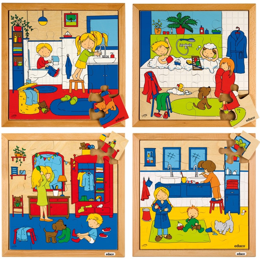 Puzzelserie Educo hygiëne set à 4 16-25 stukjes 34x34cm (E522594)