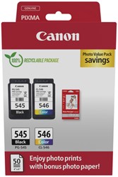 Inktcartridge Canon PG-545 CL-546 zw + kl + papier