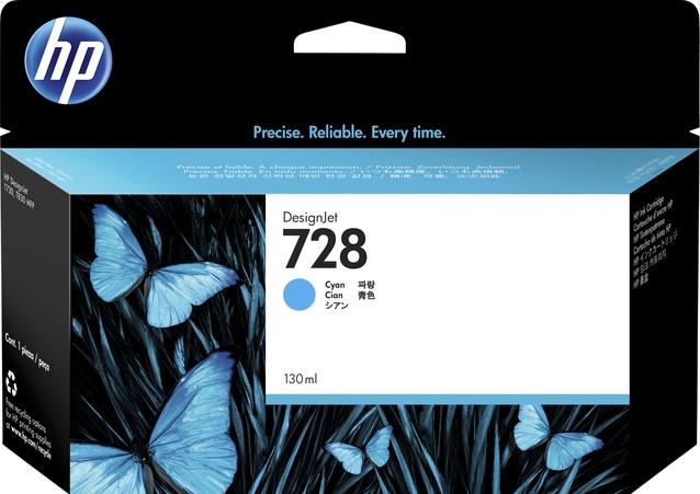 Inktcartridge HP F9J67A 728 blauw