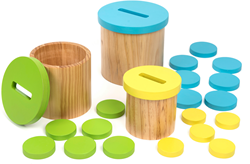 Kleur- en sorteelspel schijven hout