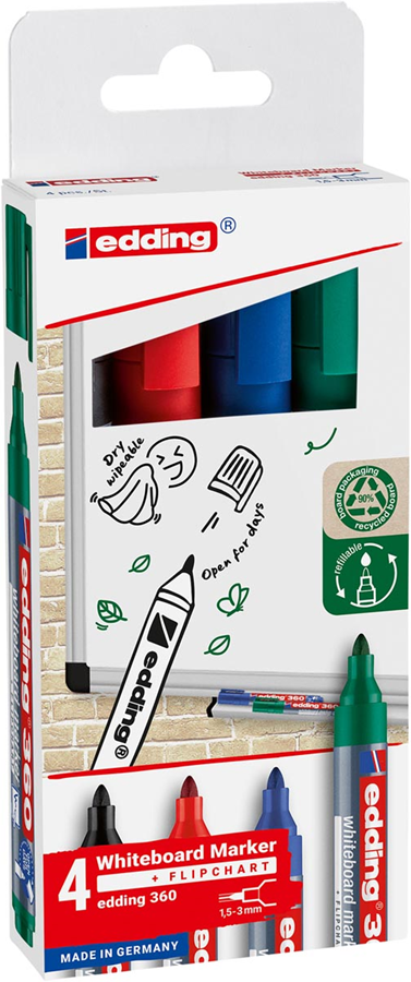 Whiteboardmarker edding 360 rond 1.5-3mm assorti 4 stuks-3