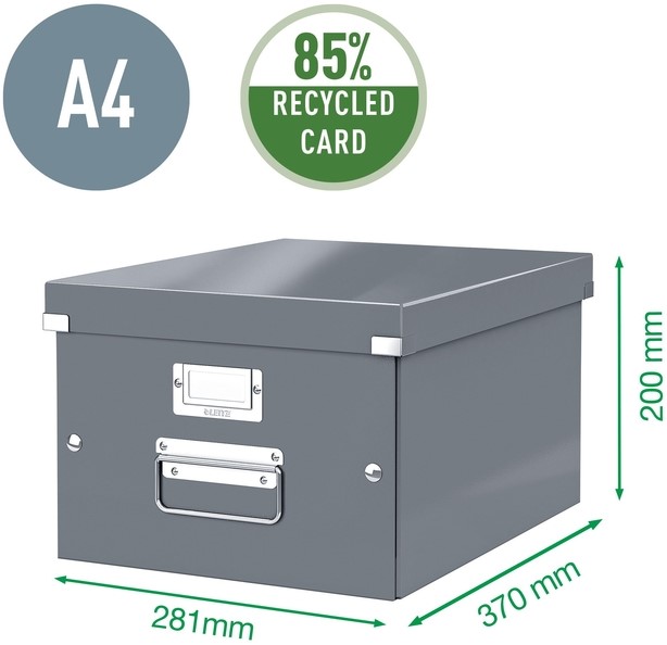 Opbergdoos Leitz Click & Store WOW middel gerecycled karton 281x200x370mm wit-6