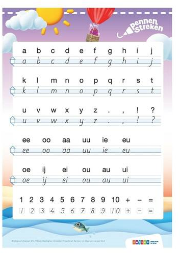 Pennenstreken 3 groep 3 letterkaart blokschrift (10 stuks)