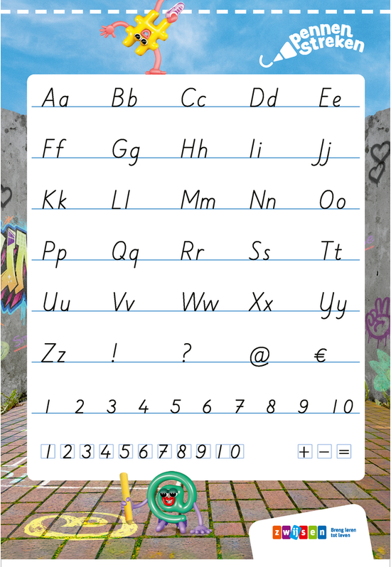 Pennenstreken 3 groep 7-8 letterkaarten blokschrift (10 stuks)