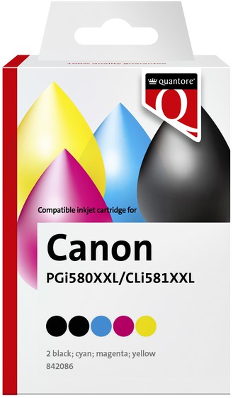 Inktcartridge Quantore alternatief tbv Canon PGI-580XXL CLI-581XXL 2x zwart + 3 kleuren