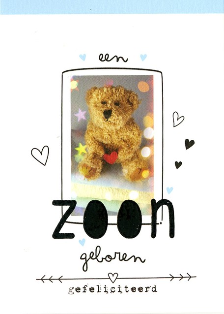 Wenskaart Paperclip geboorte zoon navulset à 6 stuks