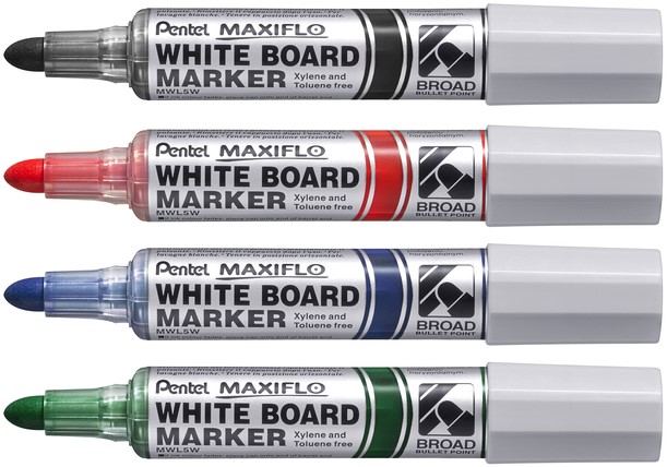 Whiteboardmarker Pentel MWL5M Maxiflo rond 3mm zwart-2