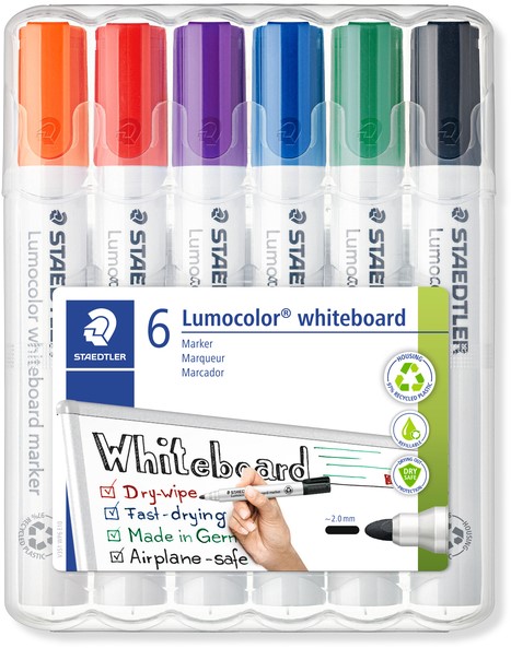 Whiteboardmarker Staedtler Lumocolor 351 standaard assorti 6 stuks