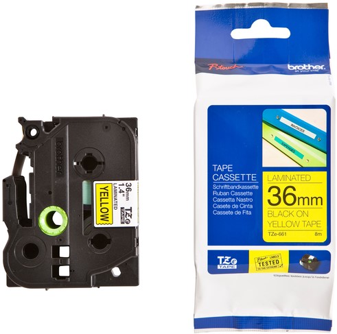 Labeltape Brother P-touch TZe-661 standaard 36mm zwart op geel-3