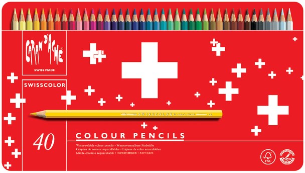 Kleurpotloden Caran d'Ache Swisscolor aquarel 40 stuks assorti