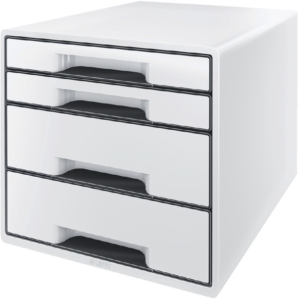 Ladenblok Leitz Wow CUBE A4 maxi 4 laden wit/zwart