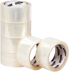 Verpakkingstape Quantore 50mmx60m PP transparant pak 6 rol
