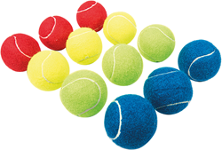 Tennisballen gekleurd assorti 12 stuks