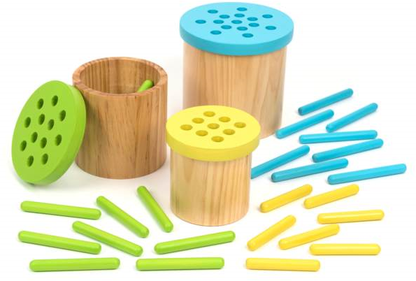 Kleur- en sorteelspel staafjes hout