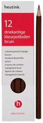 Kleurpotloden driekantig bruin 12 stuks 