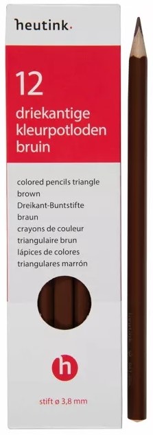 Kleurpotloden driekantig bruin 12 stuks 