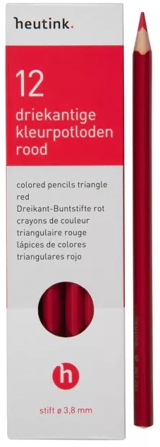 Kleurpotloden driekantig rood 12 stuks 