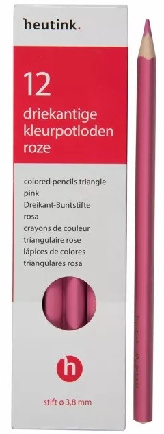 Kleurpotloden driekantig roze 12 stuks