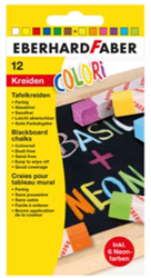 Bordpastelkrijt Eberhard Faber vierkant kartonnen etui à 12 stuks in standaard en neon kleuren