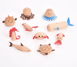Zeedieren hout set á 10 stuks