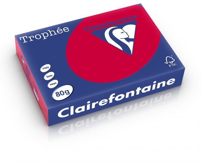 Kopieerpapier Trophee A4 80gr 1782 kersenrood 500vel
